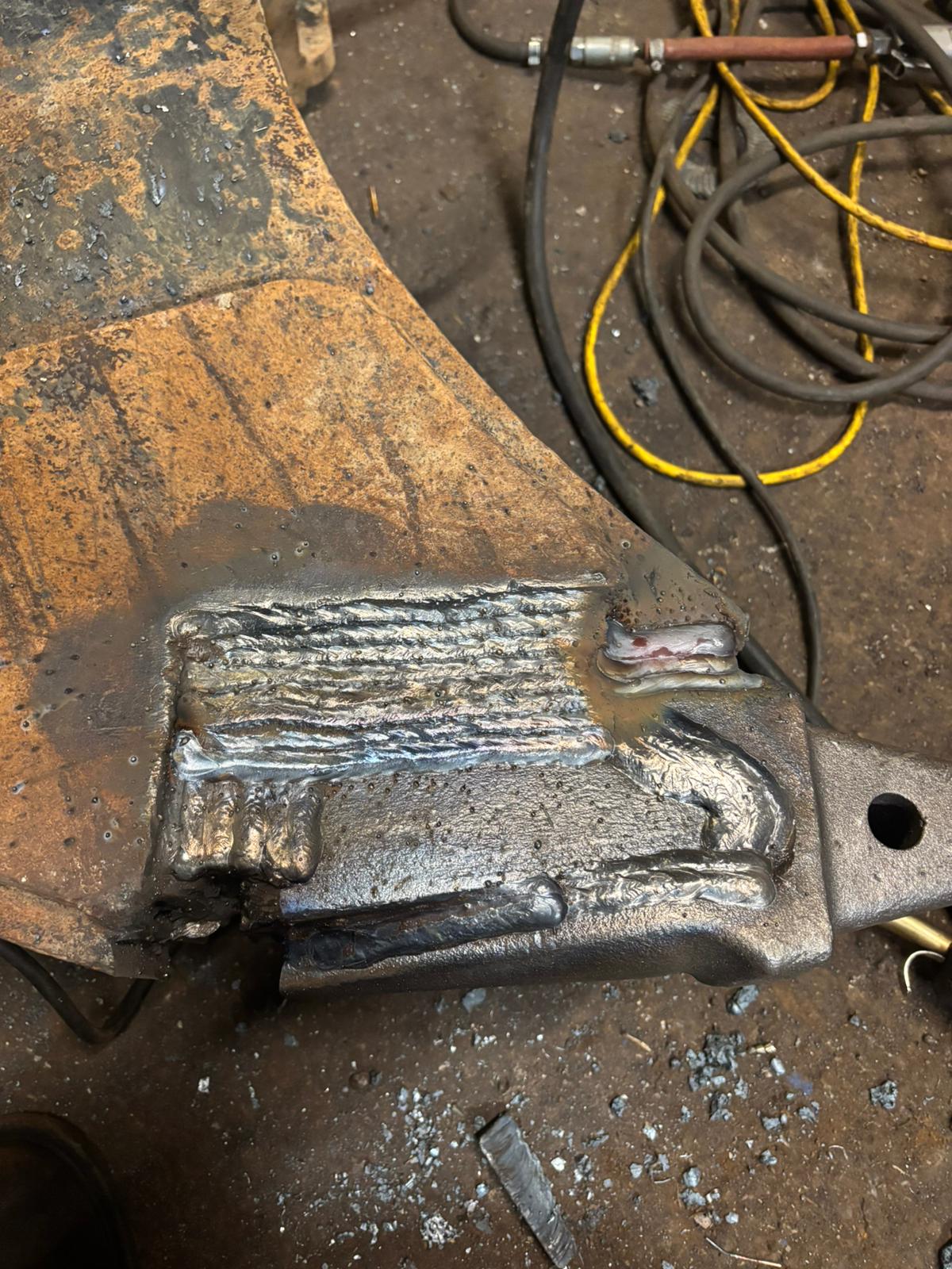 Close-up of weld beads